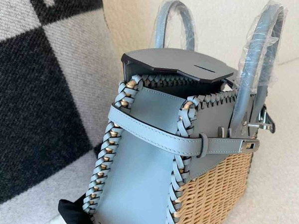 Hermès Birkin 25 Picnic Swift & Wicker Bleu Glacier x Palladium Hardware