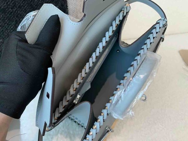 Hermès Birkin 25 Picnic Swift & Wicker Bleu Glacier x Palladium Hardware