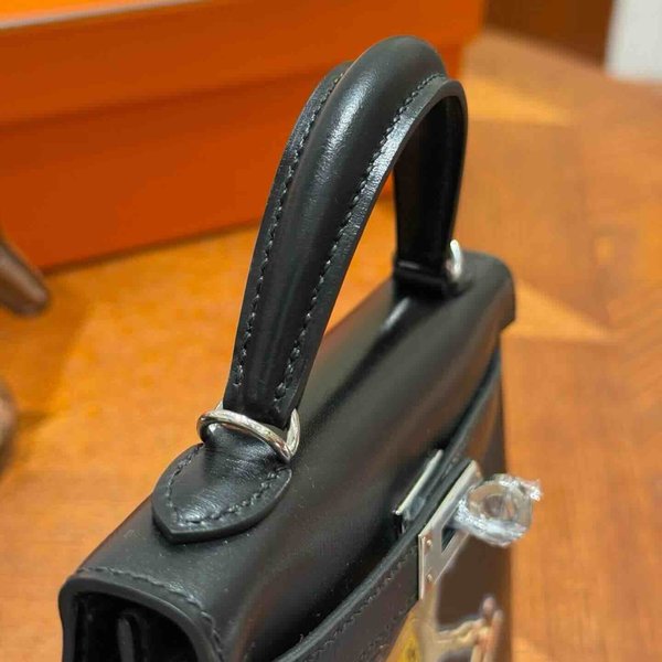Hermès Mini Kelly II 20 Noir Tadelakt – Cheval de Bois Wood Marquetry x Palladium Hardware
