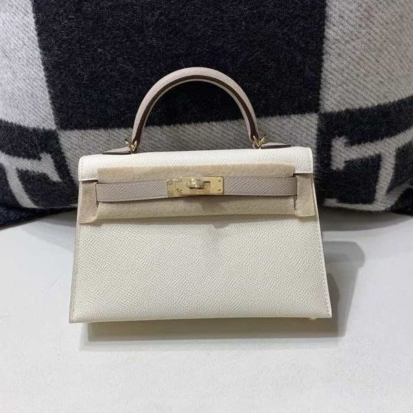 Hermès Mini Kelly II Nata / Gris Tourterelle Epsom x Gold Hardware