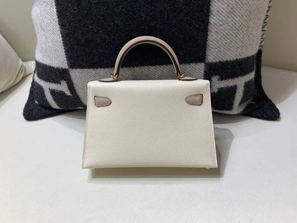 Hermès Mini Kelly II Nata / Gris Tourterelle Epsom x Gold Hardware