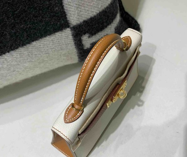 Hermès Mini Kelly II Epsom Craie (Interior Gold) x Palladium Hardware