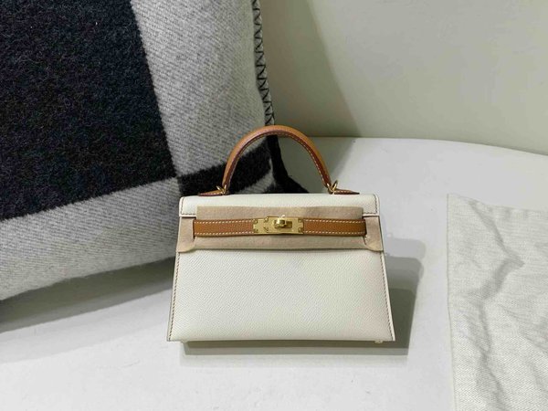 Hermès Mini Kelly II Epsom Craie (Interior Gold) x Palladium Hardware