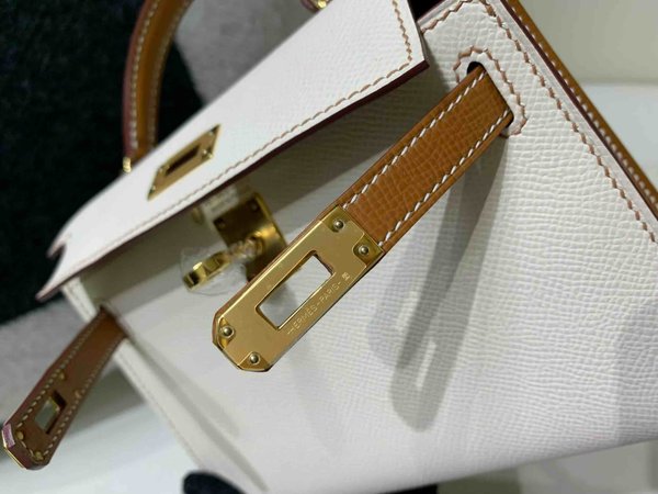 Hermès Mini Kelly II Epsom Craie (Interior Gold) x Palladium Hardware