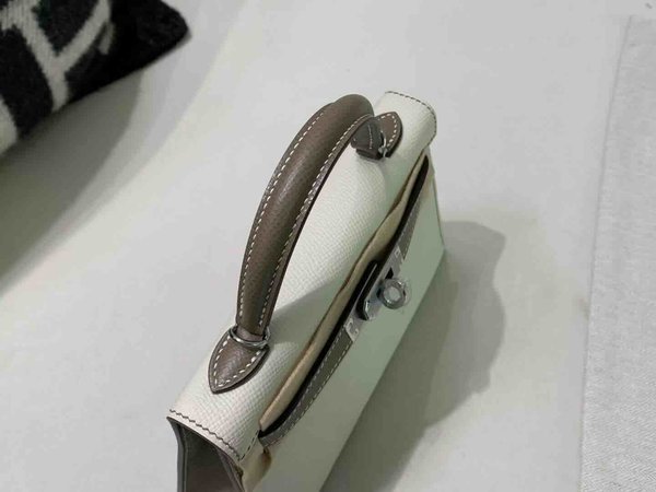 Hermès Mini Kelly II Epsom Craie & Etoupe x Palladium Hardware