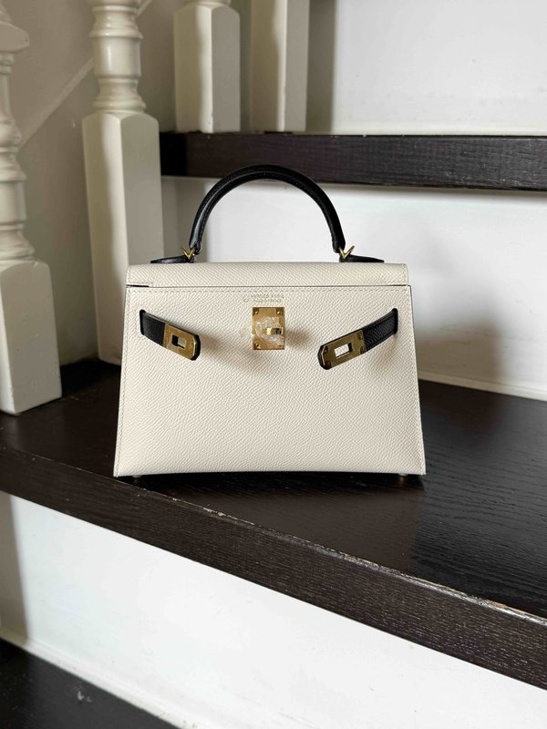 Hermès Mini Kelly II Epsom Graphite & Gris Craie x Palladium Hardware