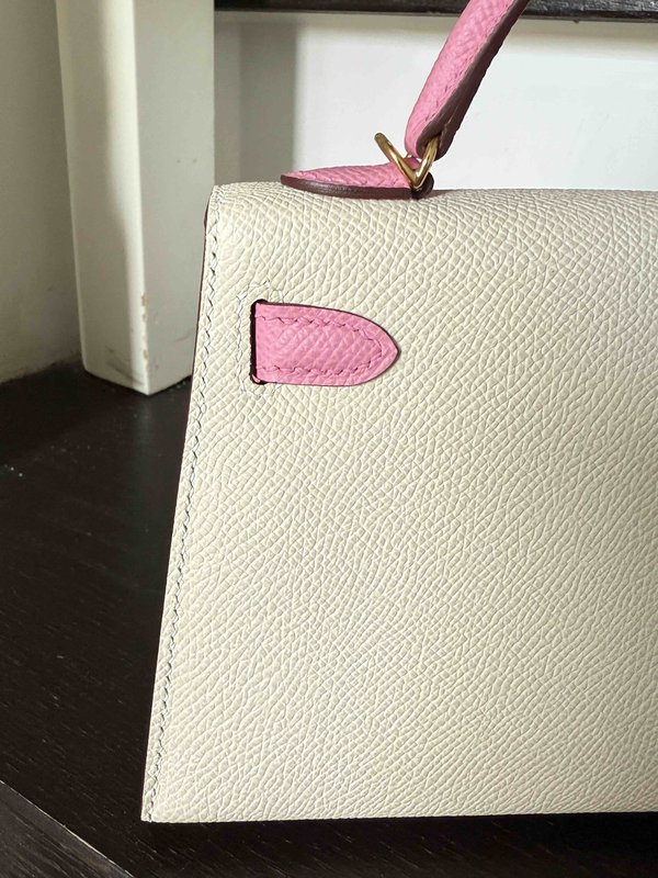 Hermès Mini Kelly II Epsom Craie x Rose Confetti x Palladium Hardware