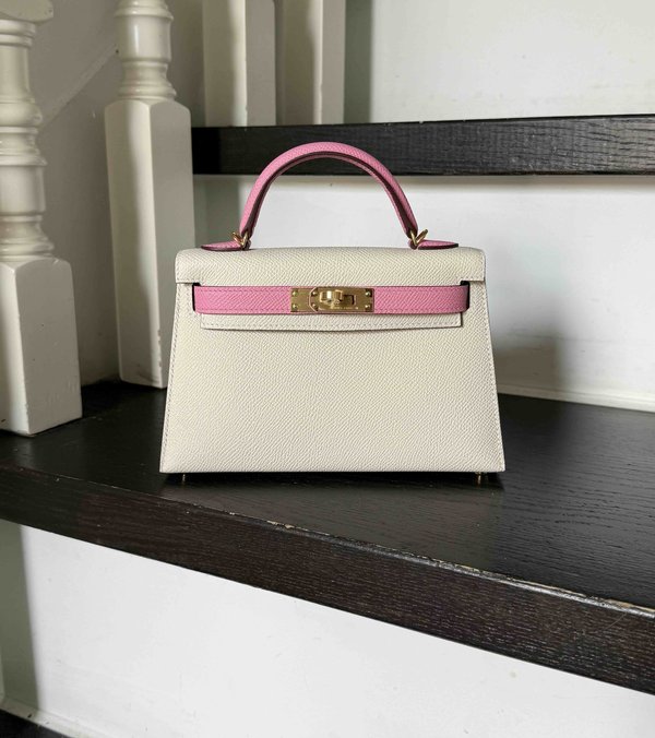 Hermès Mini Kelly II Epsom Craie x Rose Confetti x Palladium Hardware
