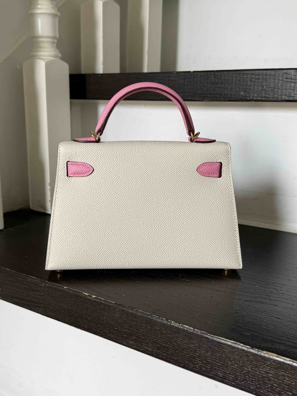 Hermès Mini Kelly II Epsom Craie x Rose Confetti x Palladium Hardware