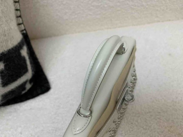 Hermès Mini Kelly II Studded Box Craie x Palladium Hardware