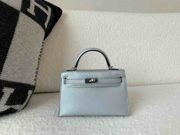 Hermès Mini Kelly II Chevre Olympic Silver x Palladium Hardware