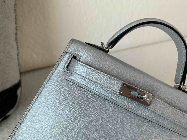 Hermès Mini Kelly II Chevre Olympic Silver x Palladium Hardware