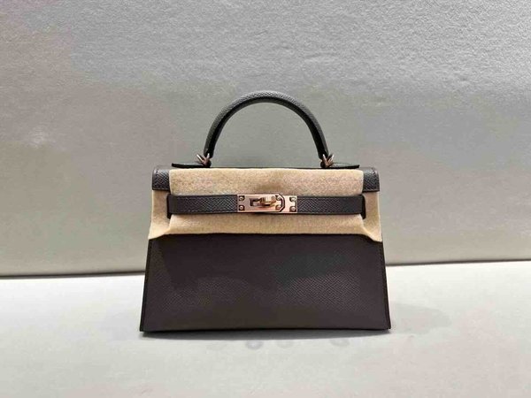 Hermès Mini Kelly II Epsom Etain x Rose Gold Hardware