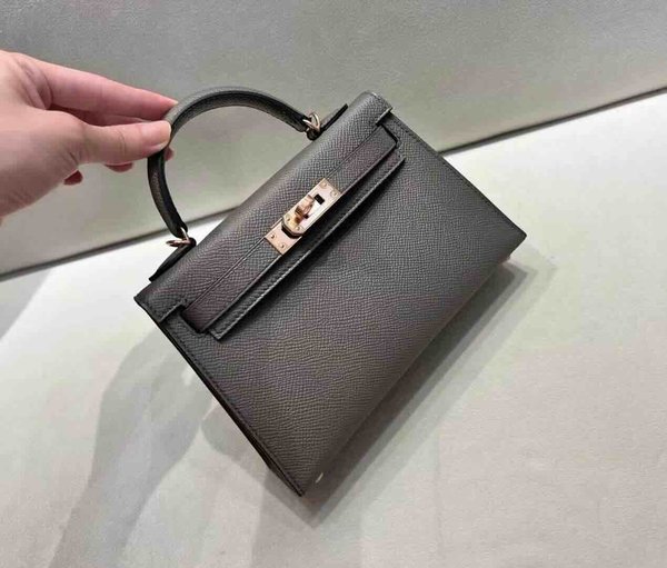 Hermès Mini Kelly II Epsom Etain x Rose Gold Hardware