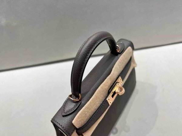 Hermès Mini Kelly II Epsom Etain x Rose Gold Hardware