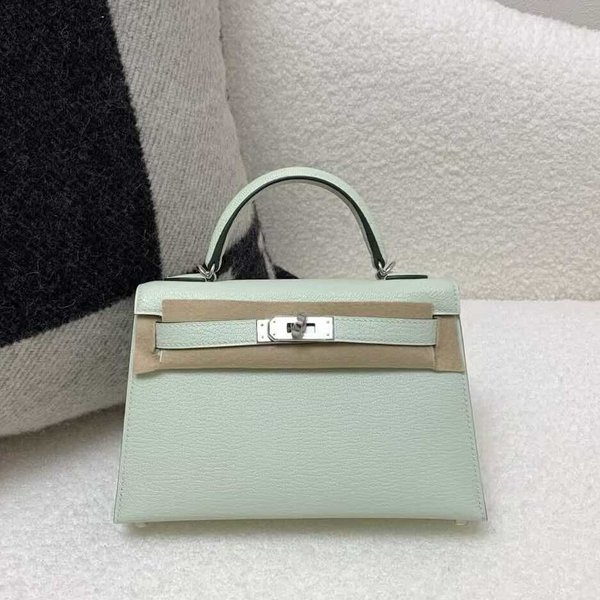 Hermès Mini Kelly II Vert d’Eau Evercolor x Palladium hardware