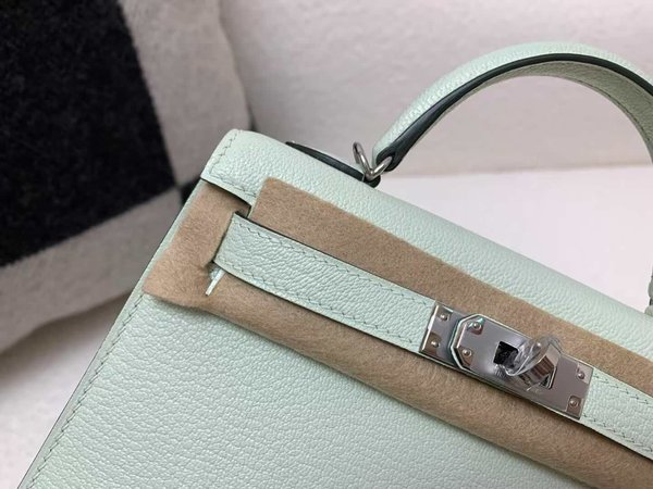 Hermès Mini Kelly II Vert d’Eau Evercolor x Palladium hardware