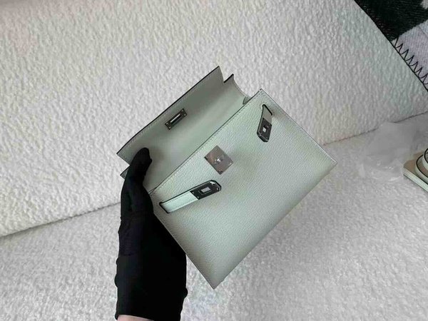 Hermès Mini Kelly II Chevre Bubble Green x Palladium Hardware