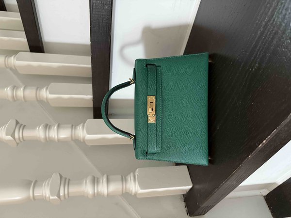 Hermès Mini Kelly II Epsom Malachite x Gold Hardware
