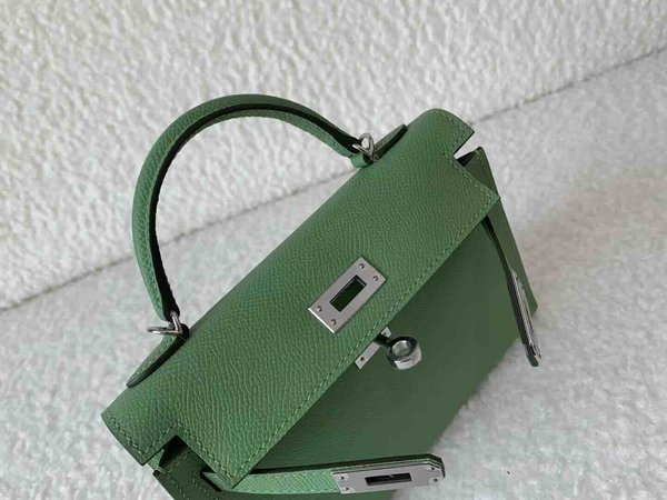 Hermès Mini Kelly II Epsom Avocado Green x Palladium Hardware
