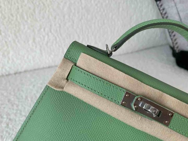 Hermès Mini Kelly II Epsom Avocado Green x Palladium Hardware