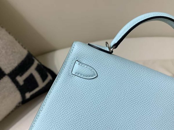 Hermès Mini Kelly II Epsom Blue Brume x  Palladium Hardware
