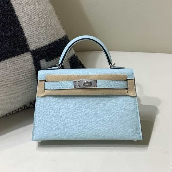 Hermès Mini Kelly II Epsom Blue Brume x  Palladium Hardware