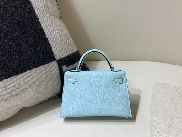 Hermès Mini Kelly II Epsom Blue Brume x  Palladium Hardware