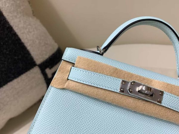 Hermès Mini Kelly II Epsom Blue Brume x  Palladium Hardware