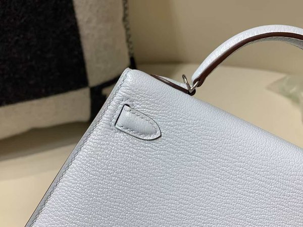 Hermès Mini Kelly II Epsom Bleu Brume x Palladium Hardware