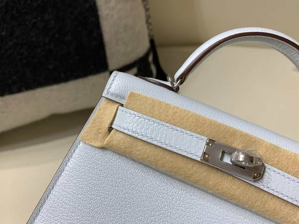 Hermès Mini Kelly II Epsom Bleu Brume x Palladium Hardware