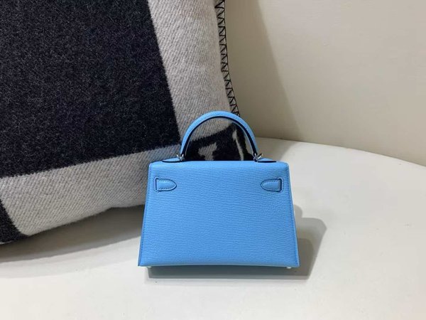 Hermès Kelly Mini II  Chevre Mysore Bleu Frida x Palladium Hardware
