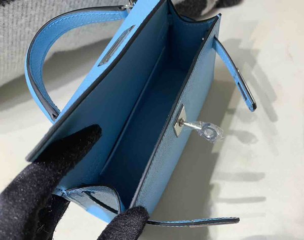 Hermès Mini Kelly II Epsom Candy Blue x Palladium Hardware