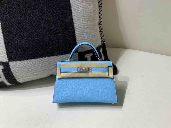 Hermès Mini Kelly II Epsom Candy Blue x Palladium Hardware
