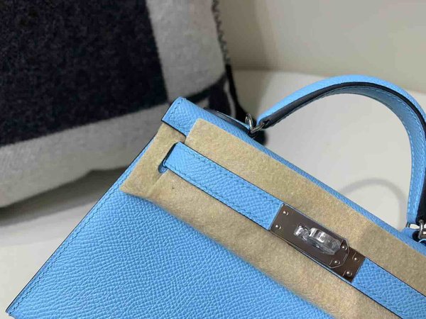 Hermès Mini Kelly II Epsom Candy Blue x Palladium Hardware