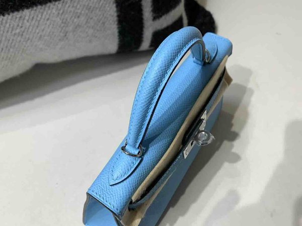 Hermès Mini Kelly II Epsom Candy Blue x Palladium Hardware