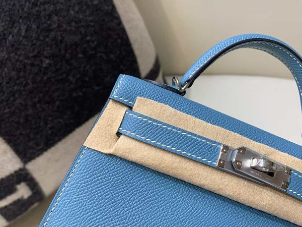 Hermès Mini Bleu Jean Epsom x Palladium Hardware