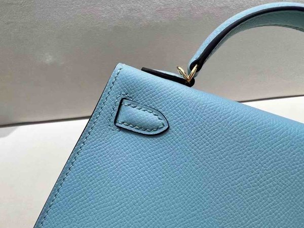 Hermès Mini Kelly II Epsom Macaron Blue x Gold Hardware