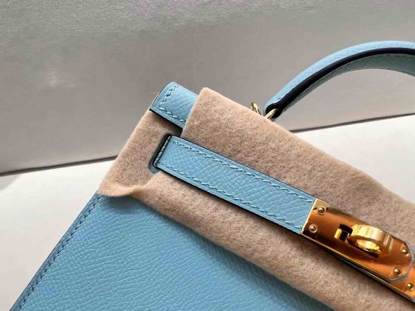 Hermès Mini Kelly II Epsom Macaron Blue x Gold Hardware