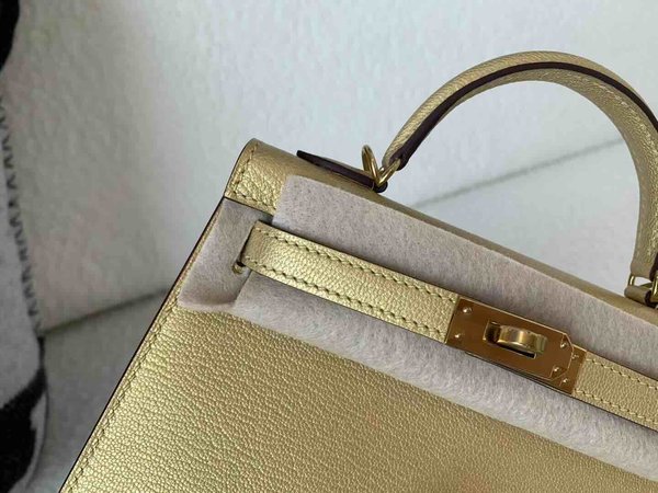 Hermès Mini Kelly II Chevre Olympic Gold x Gold Hardware
