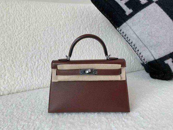 Hermès Mini Kelly II Chevre Havane x Palladium Hardware