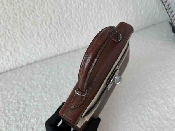 Hermès Mini Kelly II Chevre Havane x Palladium Hardware