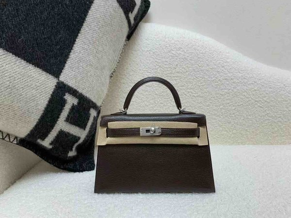 Hermès Mini Kelly II Chevre Havana (Interior Honey Brown) x Palladium Hardware
