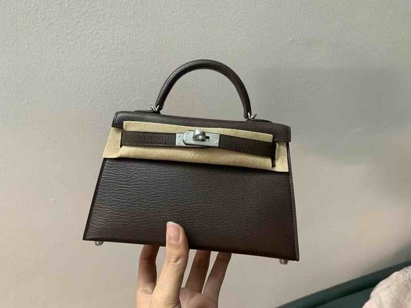 Hermès Mini Kelly II Ebene Chèvre Mysore x Palladium Hardware