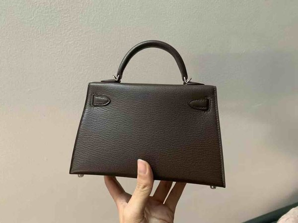 Hermès Mini Kelly II Ebene Chèvre Mysore x Palladium Hardware