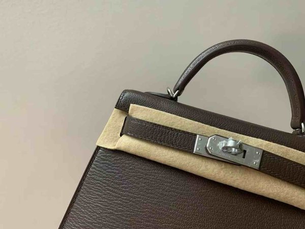 Hermès Mini Kelly II Ebene Chèvre Mysore x Palladium Hardware