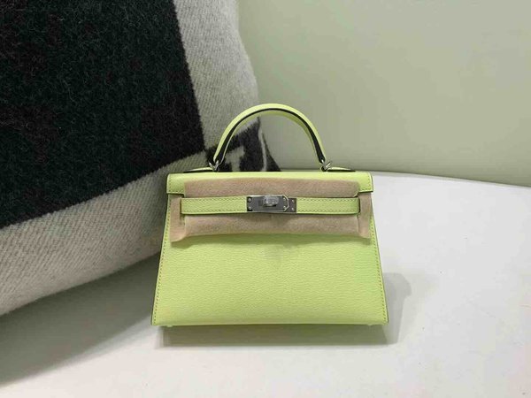 Hermès Mini Kelly II Chevre Mimosa x Palladium Hardware