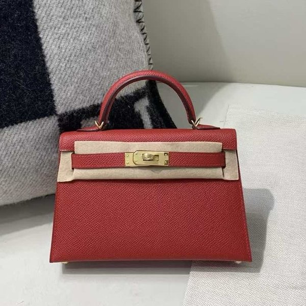Hermès Mini Kelly II Epsom Rouge Casaque x Gold Hardware
