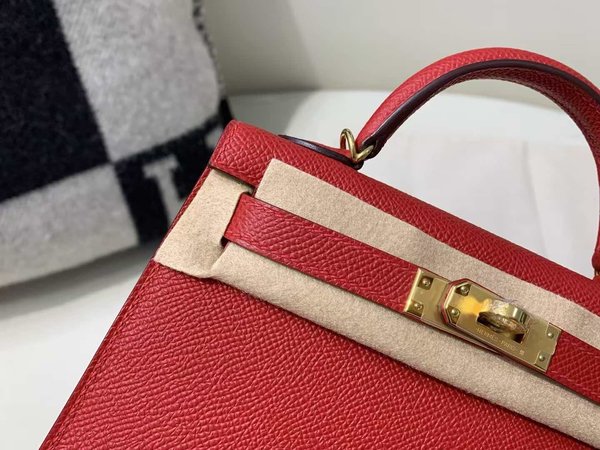 Hermès Mini Kelly II Epsom Rouge Casaque x Gold Hardware