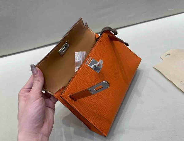 Hermès Mini Kelly II Chevre Orange & Gold x Palladium Hardware